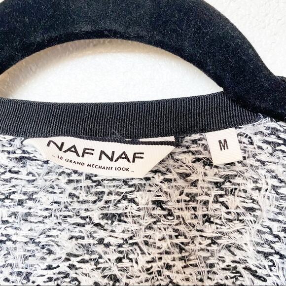 NAF NAF Chevron Longline Open Cardigan Sweater Size Medium - Picture 4 of 8